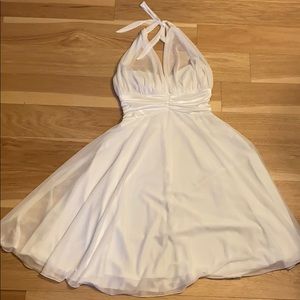 White strapless dress with sheer halter